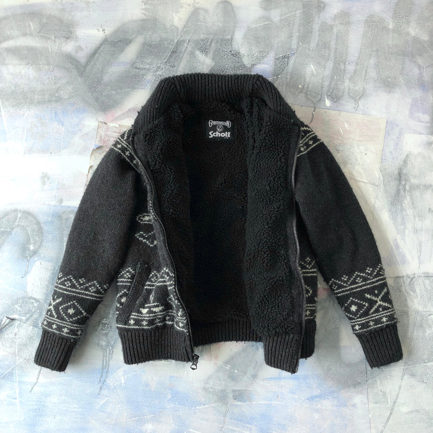 Schott x Grateful Dead Dancing Bears Zip Sweater M