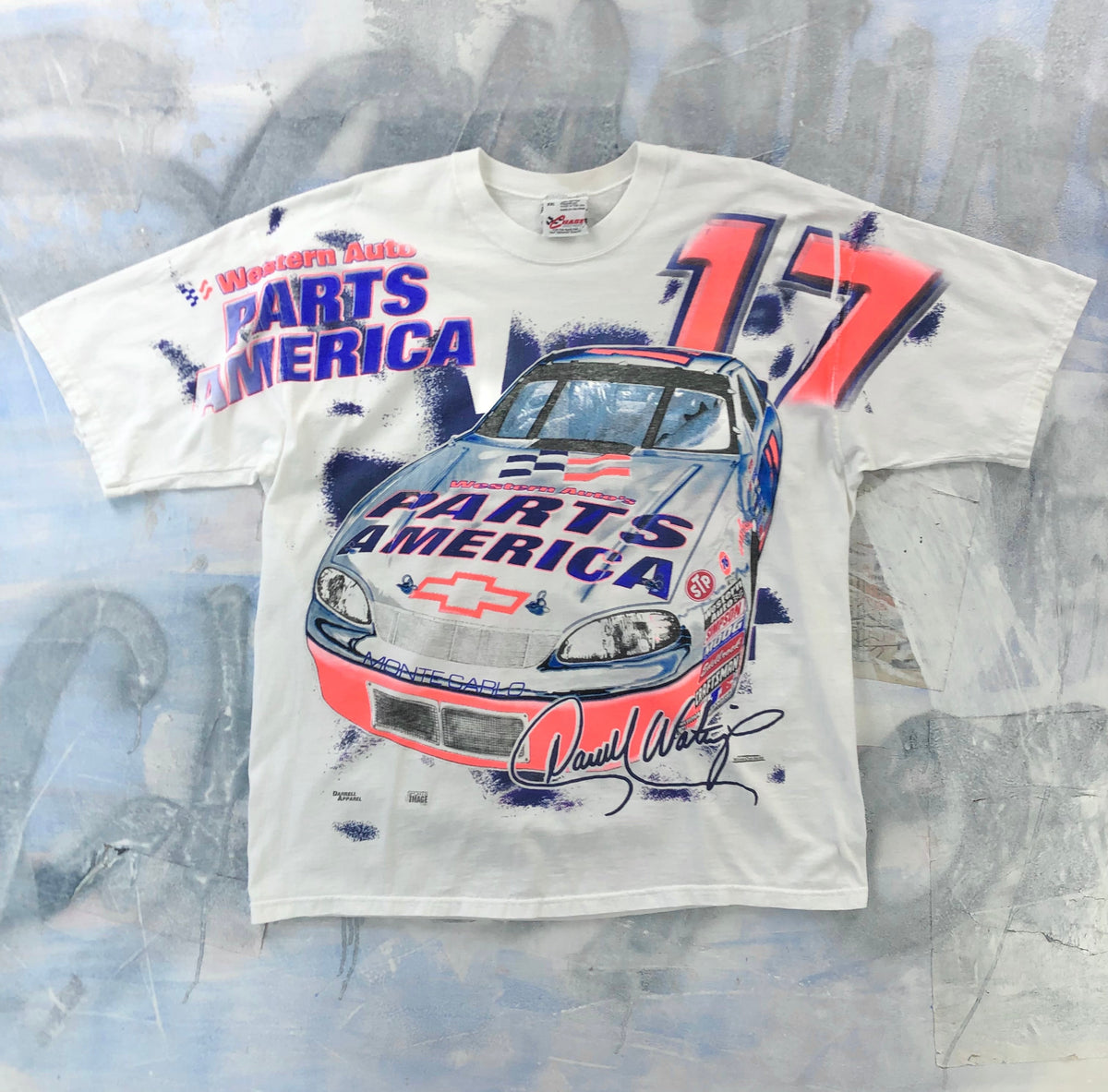 Vintage 90s USA Darrell Waltrip Nascar 25th Anniversary AOP T Shirt XXL