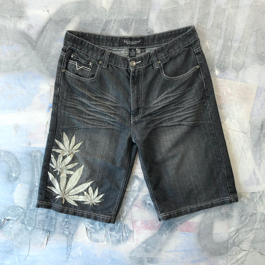 Vintage Y2K Victorious Cannabis Embroided Jort W38