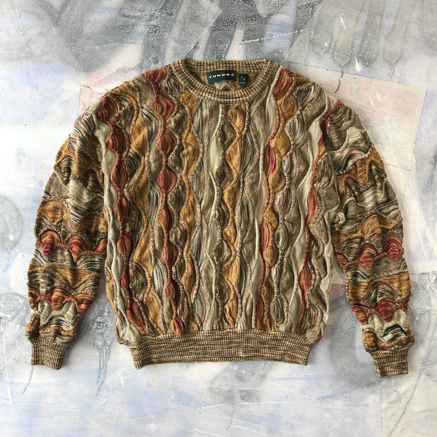 Tundra Coogi Style Knit Crewneck Sweater M
