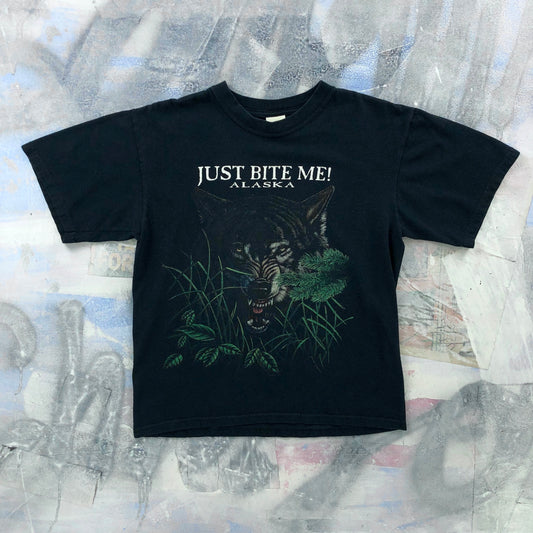 Vintage Wolf Just Bite Me Alaska T Shirt M