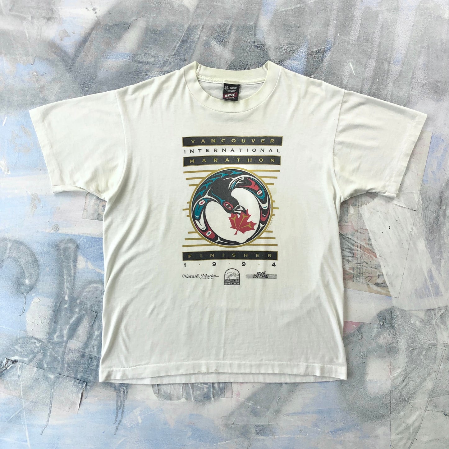 Vintage 90s Vancouver International Marathon Finisher T Shirt L