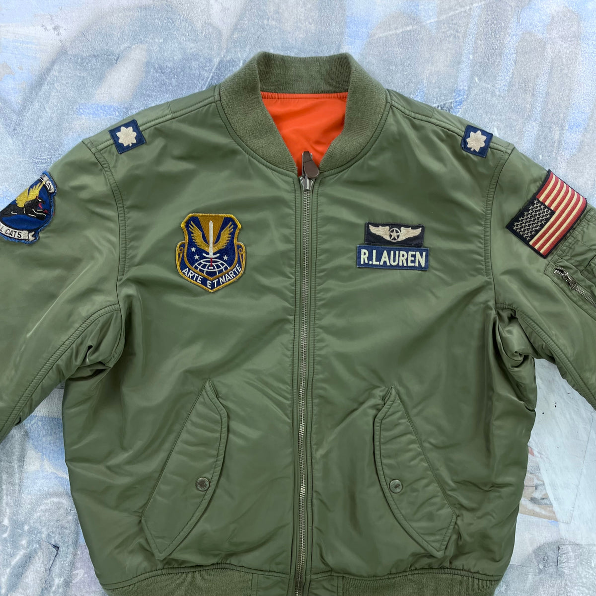 Vintage Ralph Lauren Reversible Flight MA-1 Bomber Zip Jacket XL