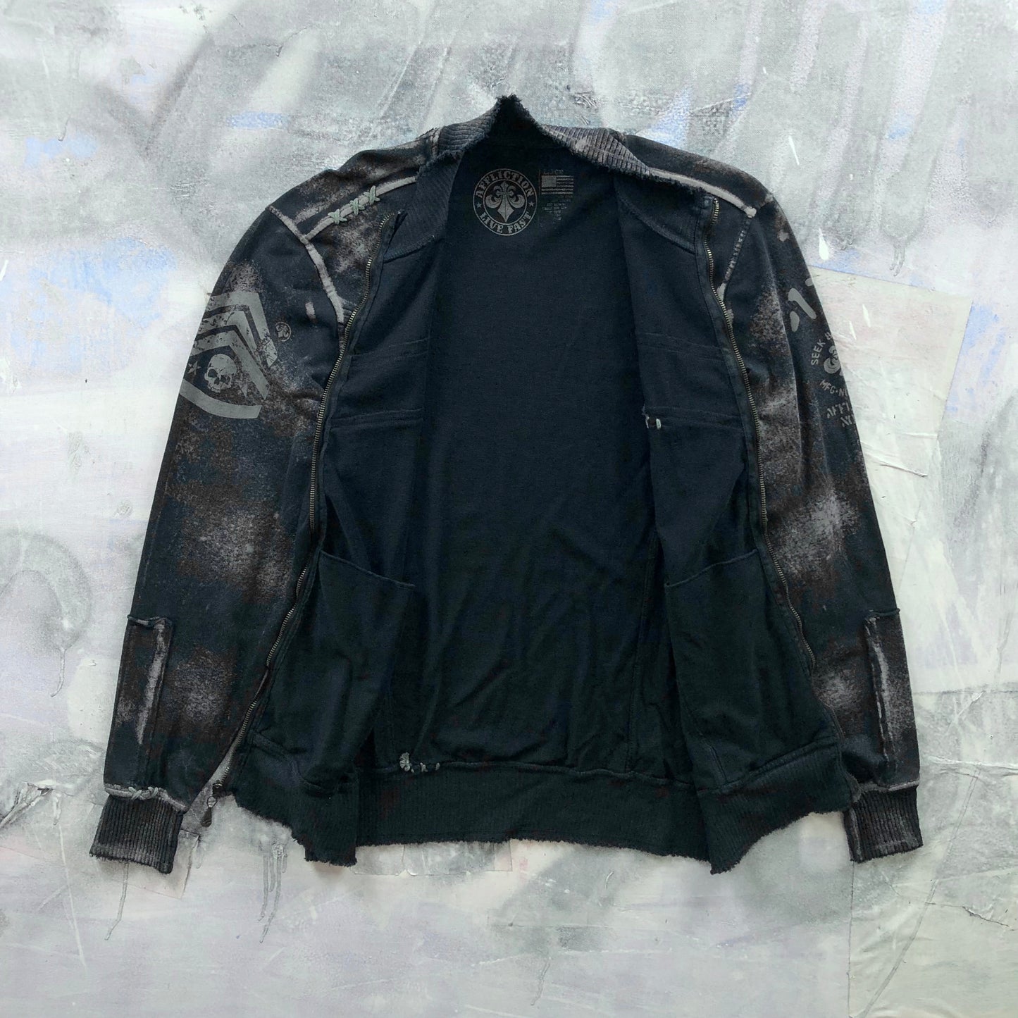 Vintage Y2K Affliction Live Fast Full Zip Sweatshirt L