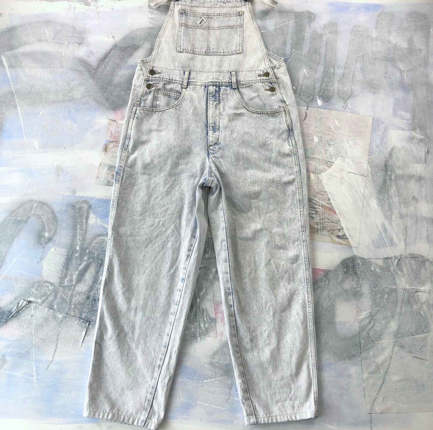 Vintage 90s USA Guess Georges Marciano Washed Denim Overall Jean L