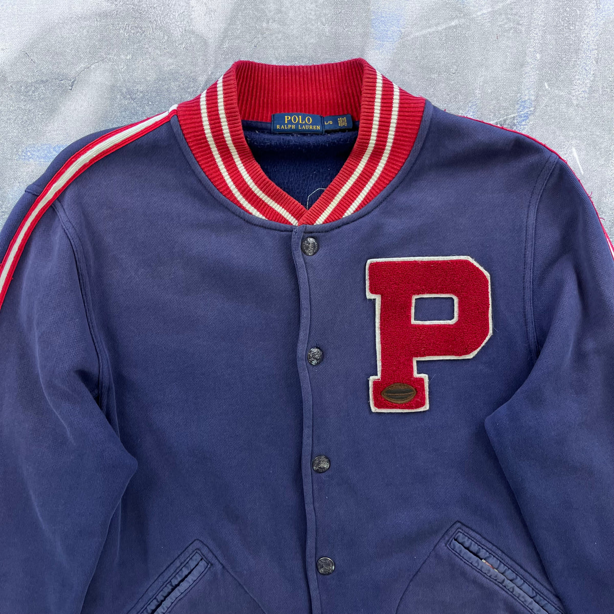 Polo Ralph Lauren New York Varsity Letterman Button Sweatshirt L