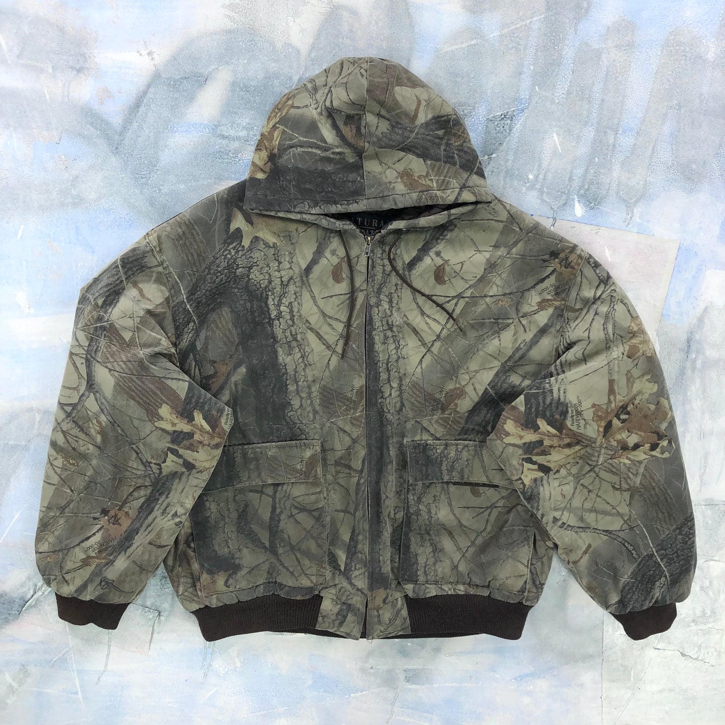 Vintage Real Tree Quilted Lined Hooded Zip Jacket XXL