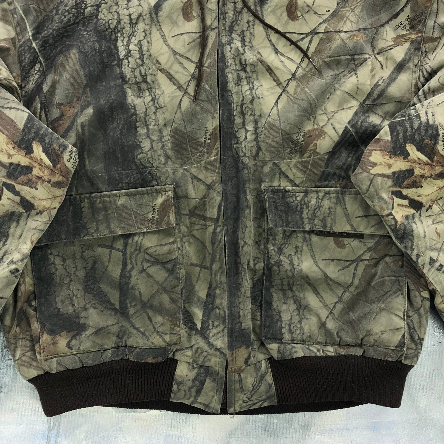 Vintage Real Tree Quilted Lined Hooded Zip Jacket XXL