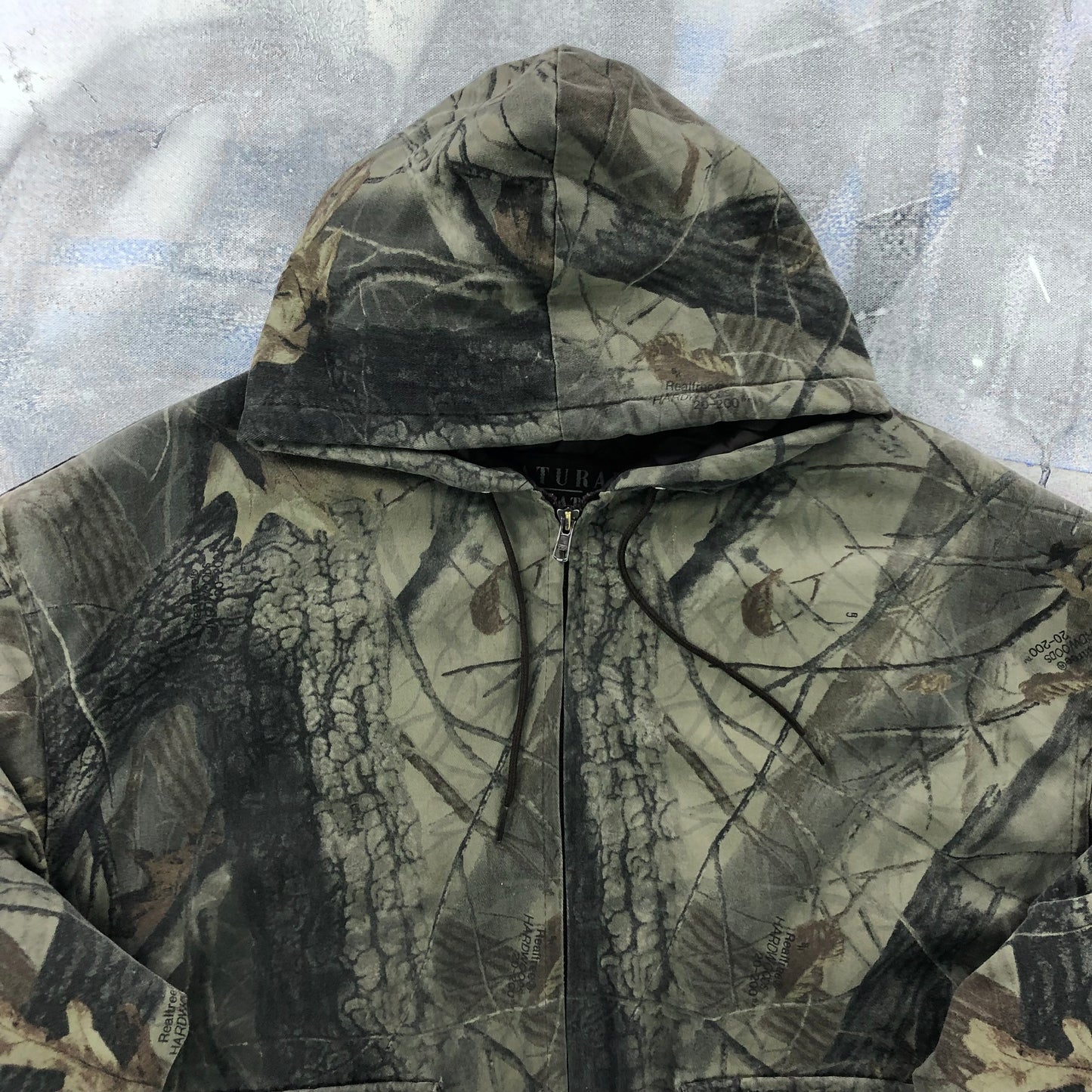 Vintage Real Tree Quilted Lined Hooded Zip Jacket XXL