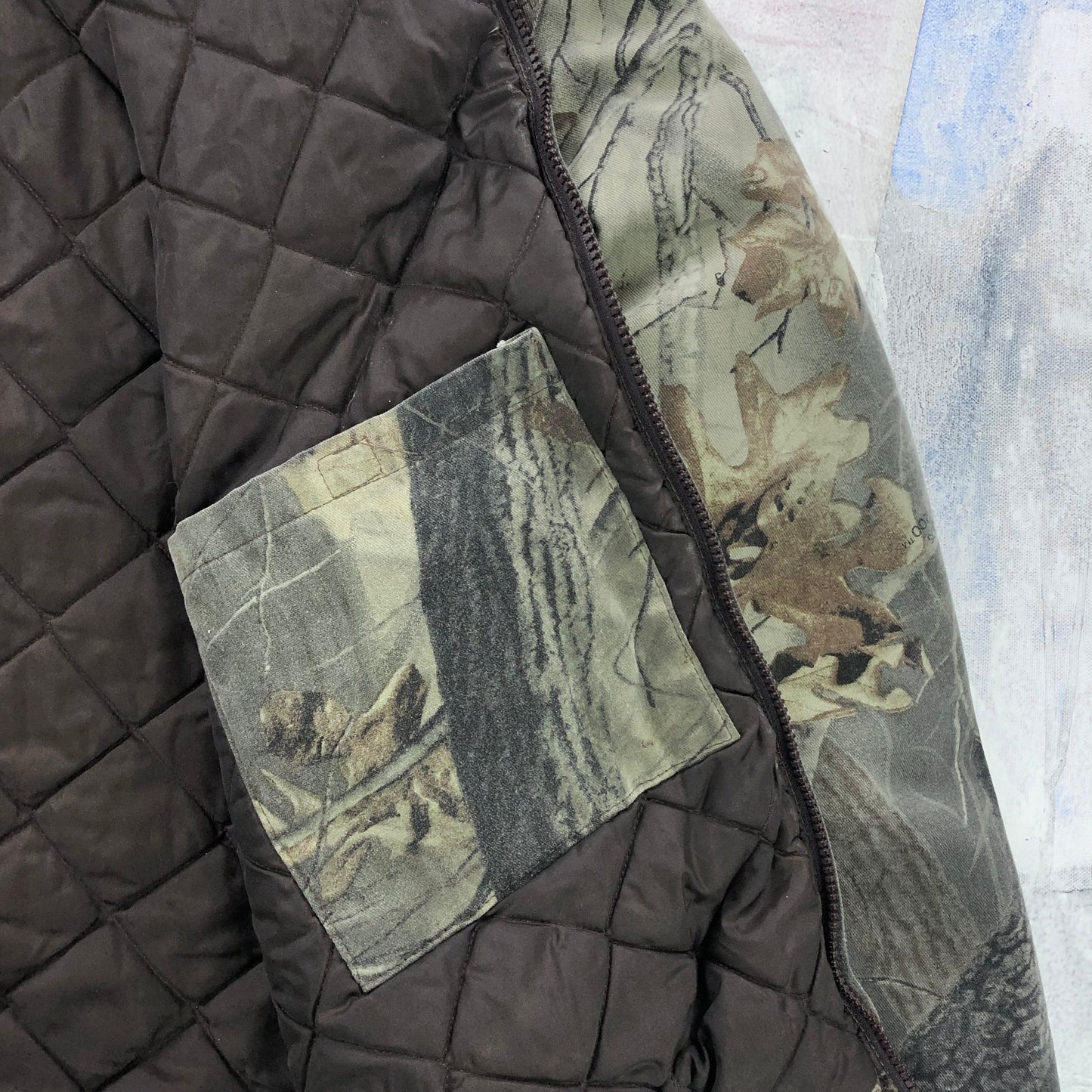 Vintage Real Tree Quilted Lined Hooded Zip Jacket XXL