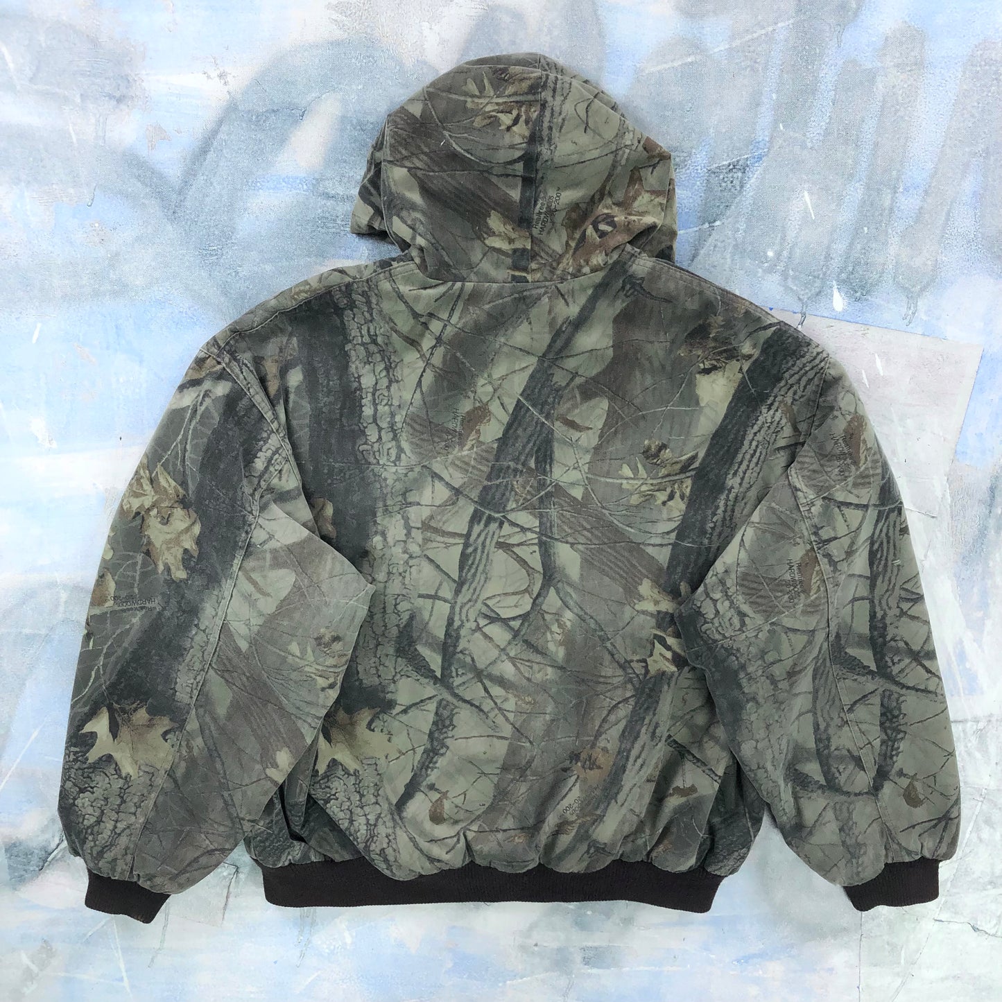 Vintage Real Tree Quilted Lined Hooded Zip Jacket XXL