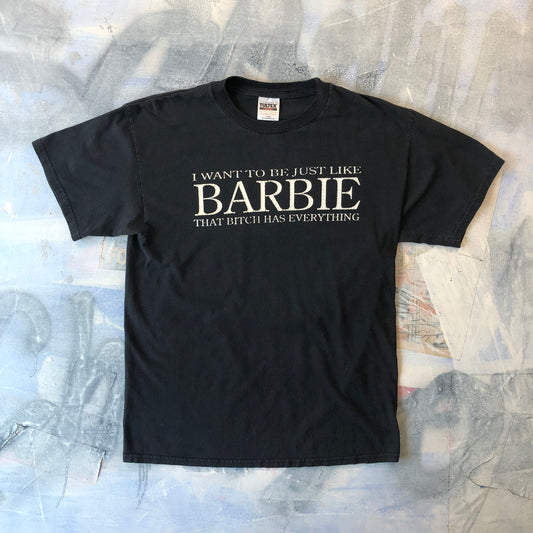 Vintage 90s I Want To Be Like Barbie T Shirt L