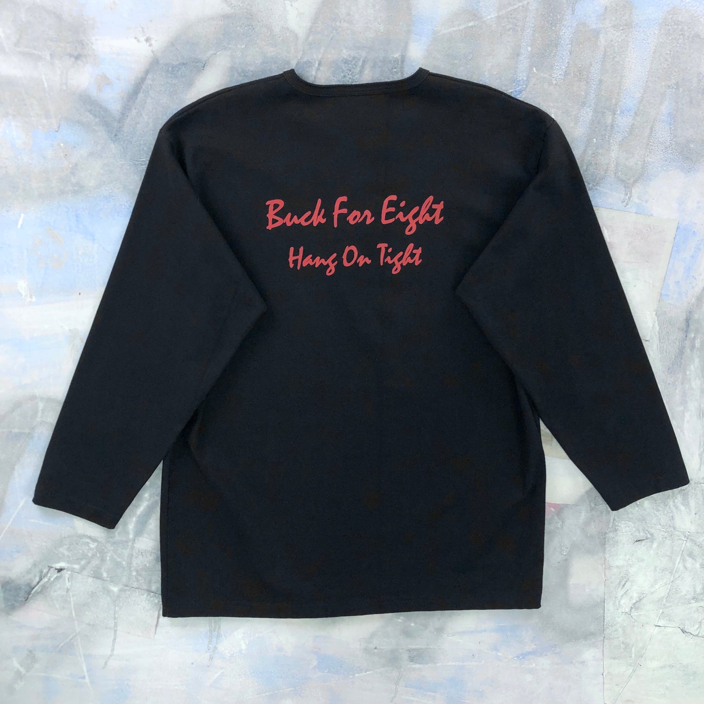 Vintage 90s Buck For Eight Hang On Tight Bull Rider Heavyweight Long Sleeve Shirt XL