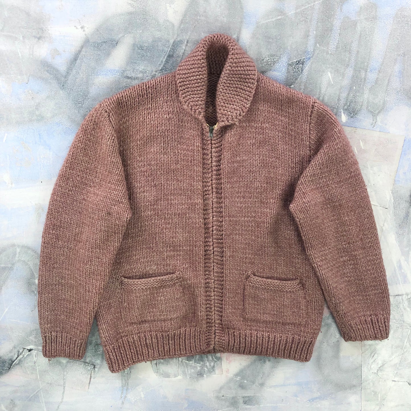 Vintage Wool Cardigan Zip Sweater L