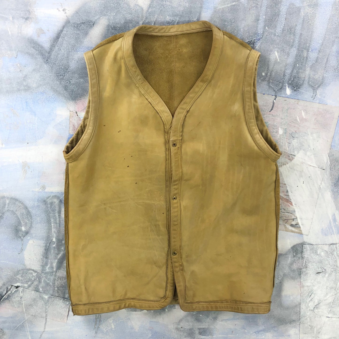 Vintage Leather Western Button Vest L