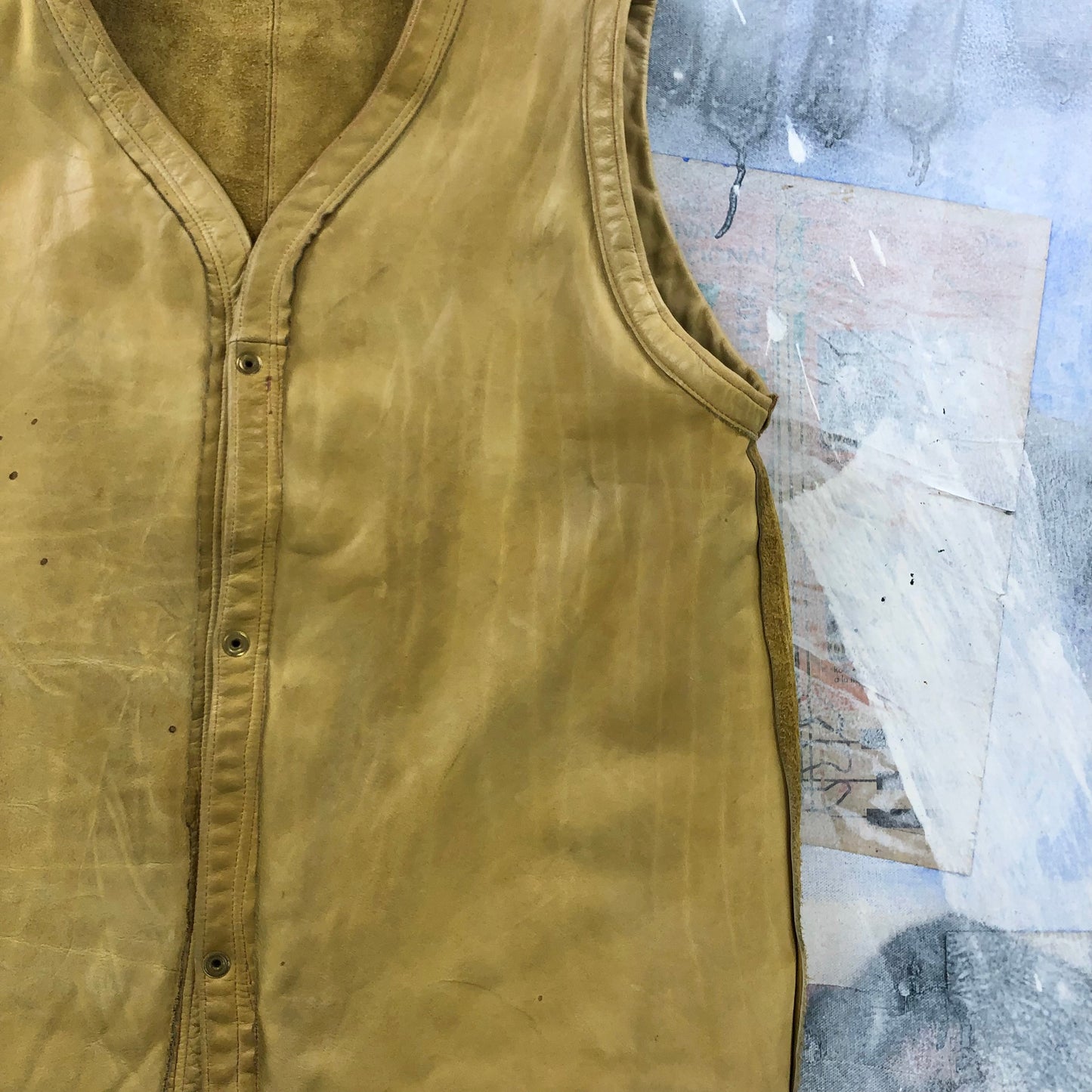 Vintage Leather Western Button Vest L