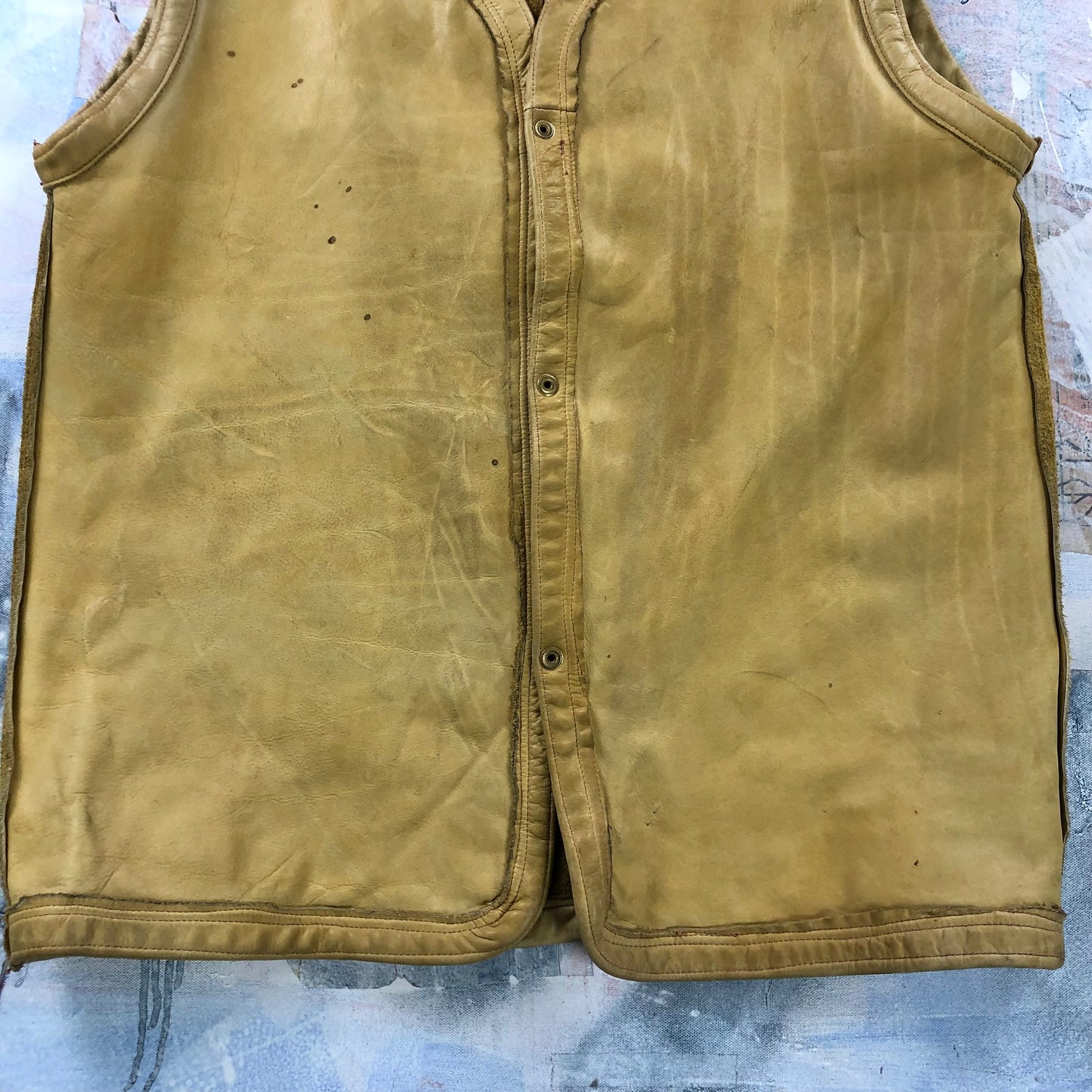 Vintage Leather Western Button Vest L