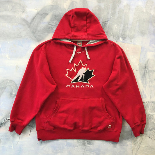 Vintage Team Canada Hockey Nike Team Embroided Pullover Hoodie Sweatshirt XL