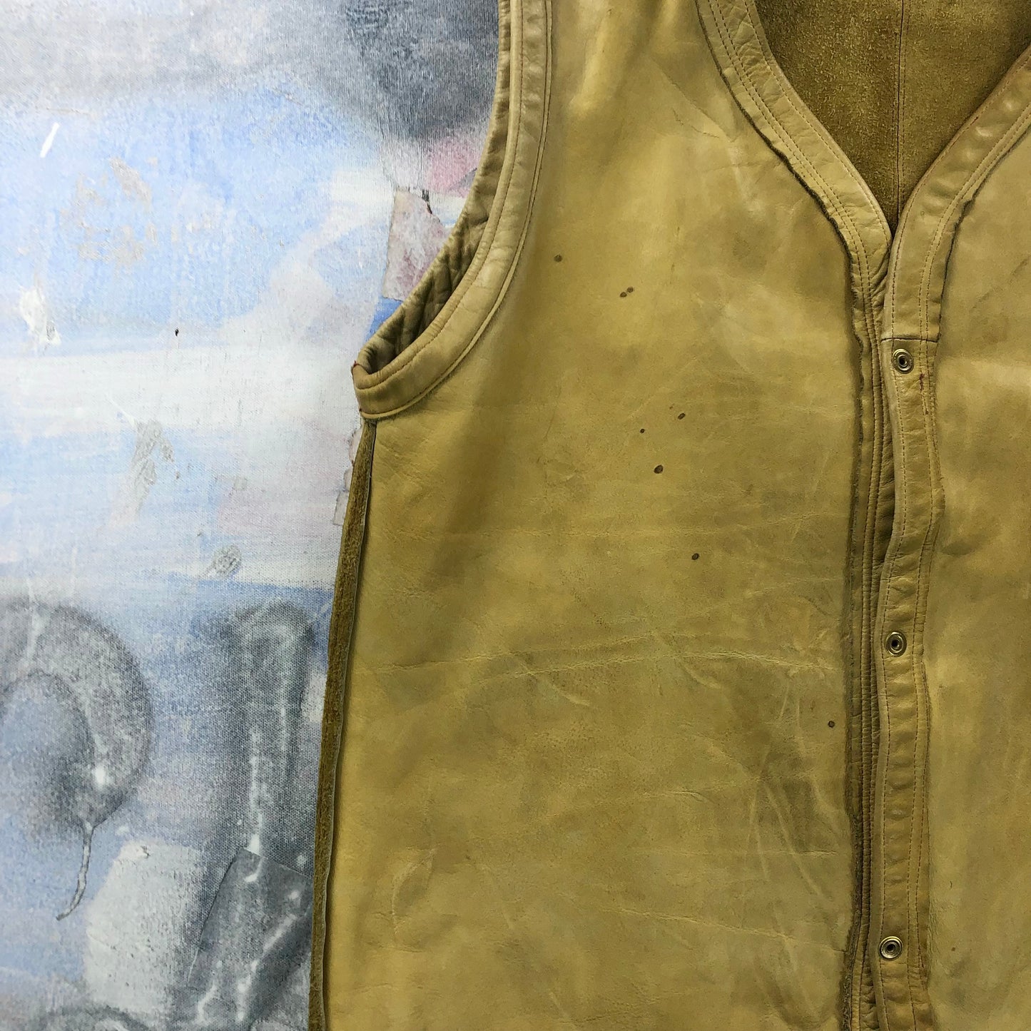 Vintage Leather Western Button Vest L