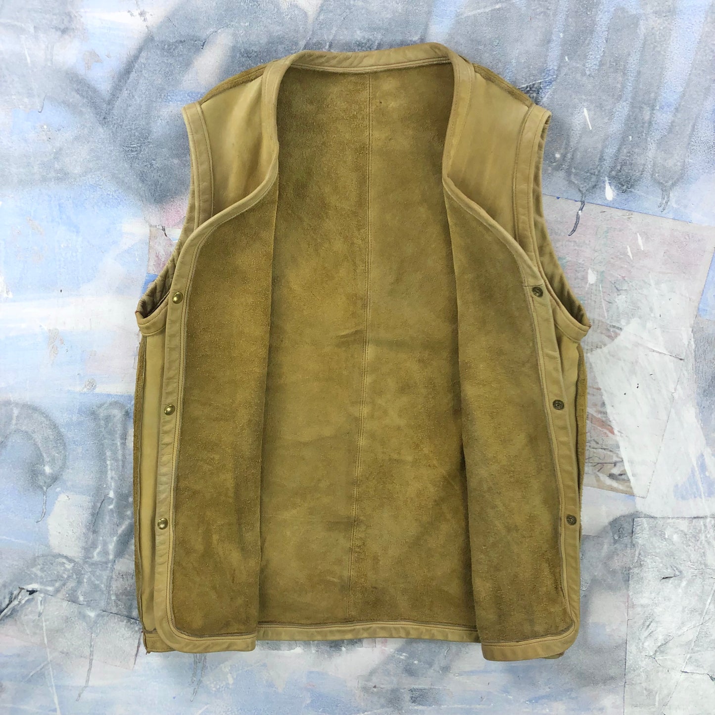 Vintage Leather Western Button Vest L