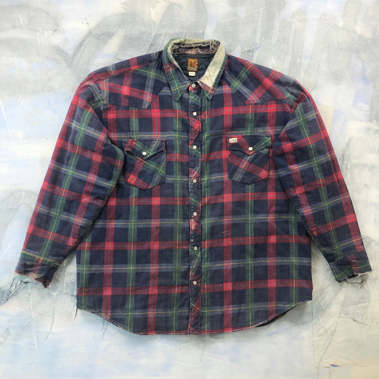 Kodiak Distressed Quilted Lined Button Flannel XXL