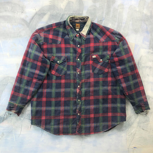 Kodiak Distressed Quilted Lined Button Flannel XXL
