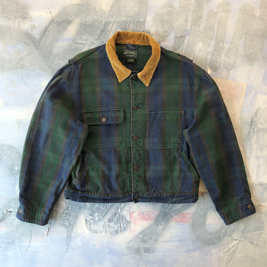 Vintage USA Polo Country Corduroy Collar Plaid Denim Button Jacket L