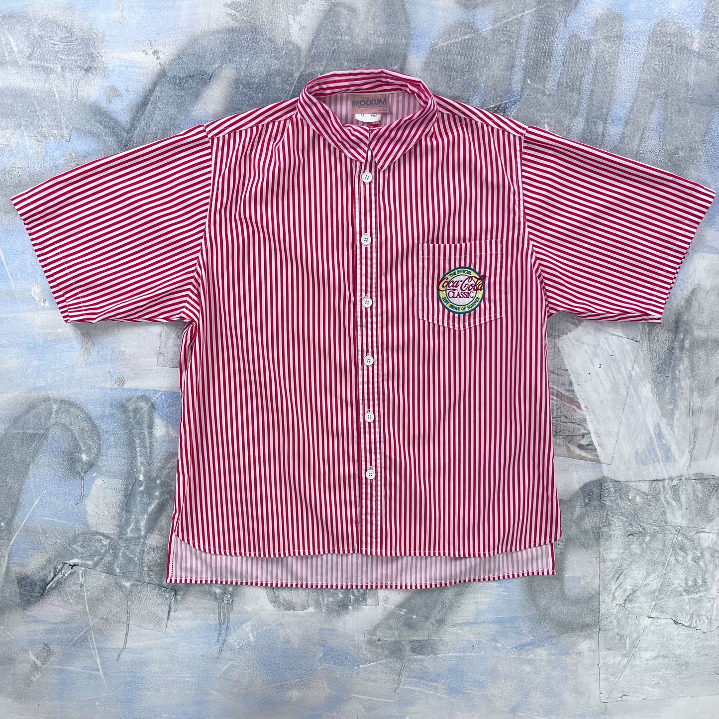 Vintage Coca Cola Classic Stripe Button Shirt L