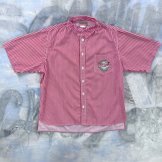 Vintage Coca Cola Classic Stripe Button Shirt L