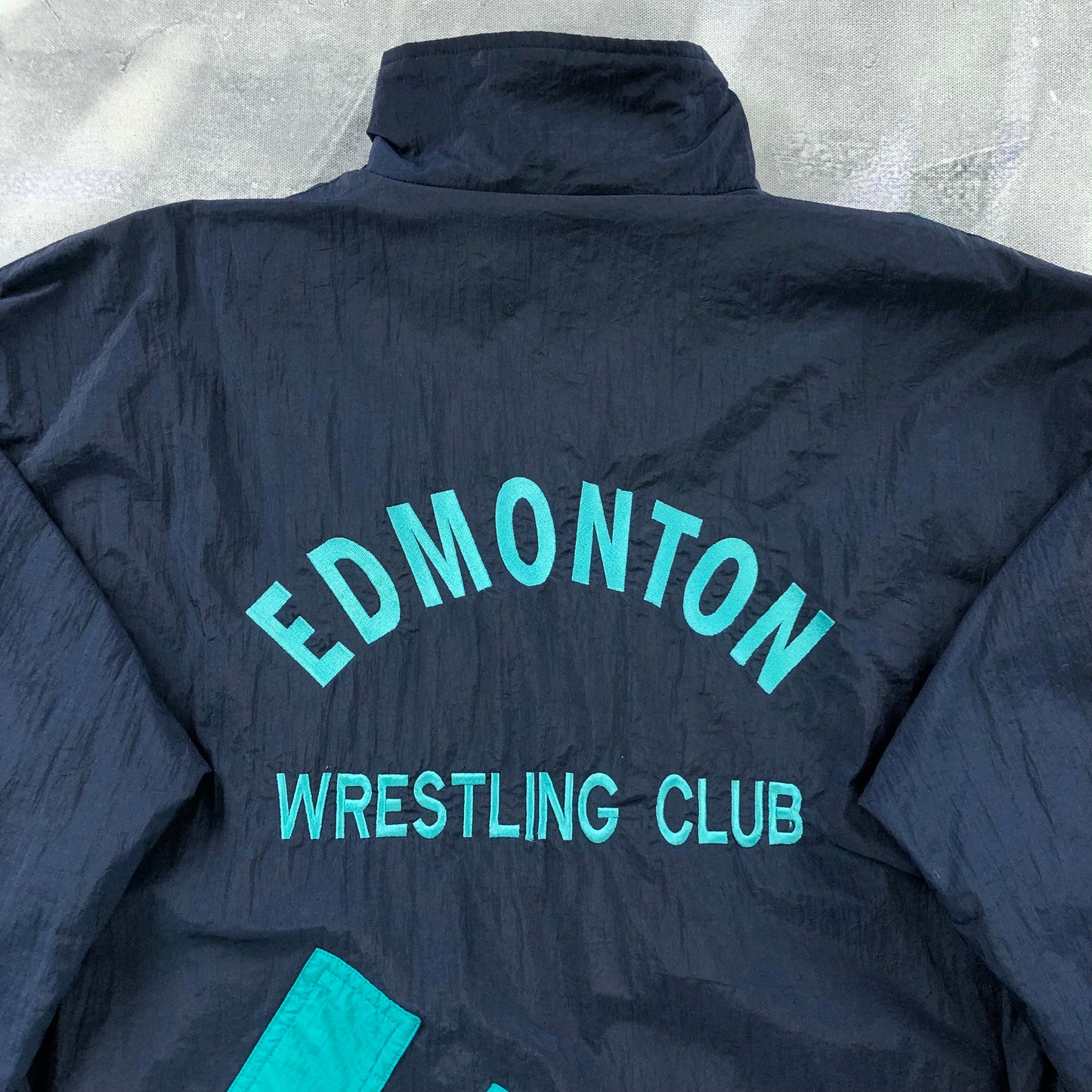 Vintage 90s Adidas Three Stripes Edmonton Wrestling Club Blanket Lined Windbreaker Zip Jacket M