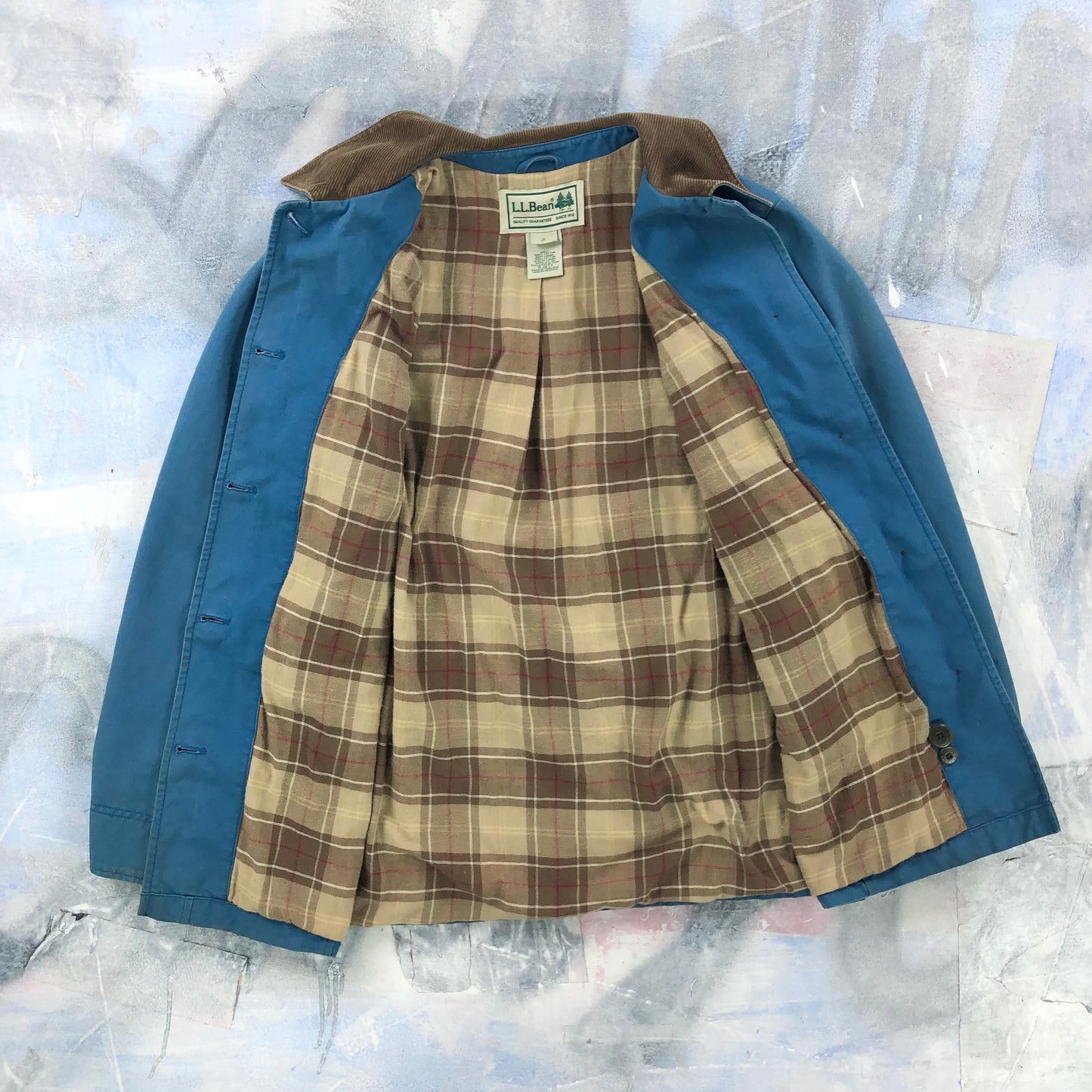 L.L Bean Plaid Lined Corduroy Collar Barn Button Jacket S