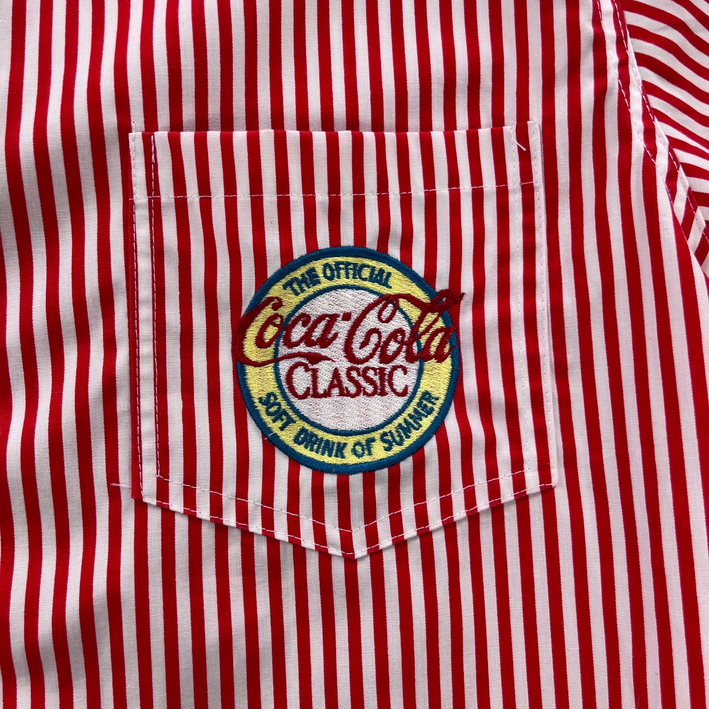 Vintage Coca Cola Classic Stripe Button Shirt L