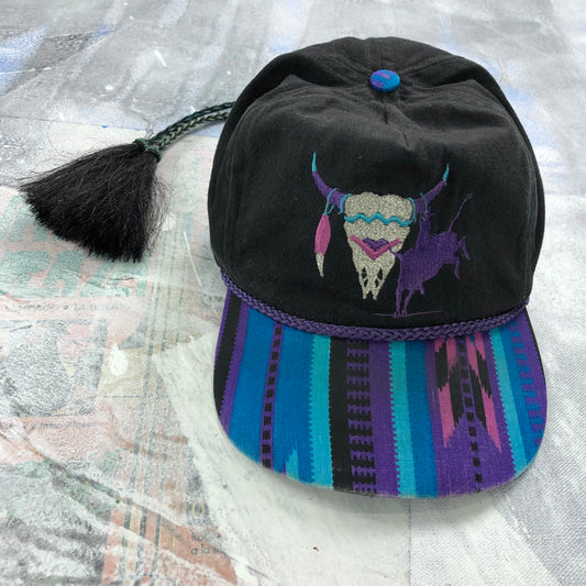 Vintage Bob Massey Southwestern Aztec Horsehair Snapback Rope Hat