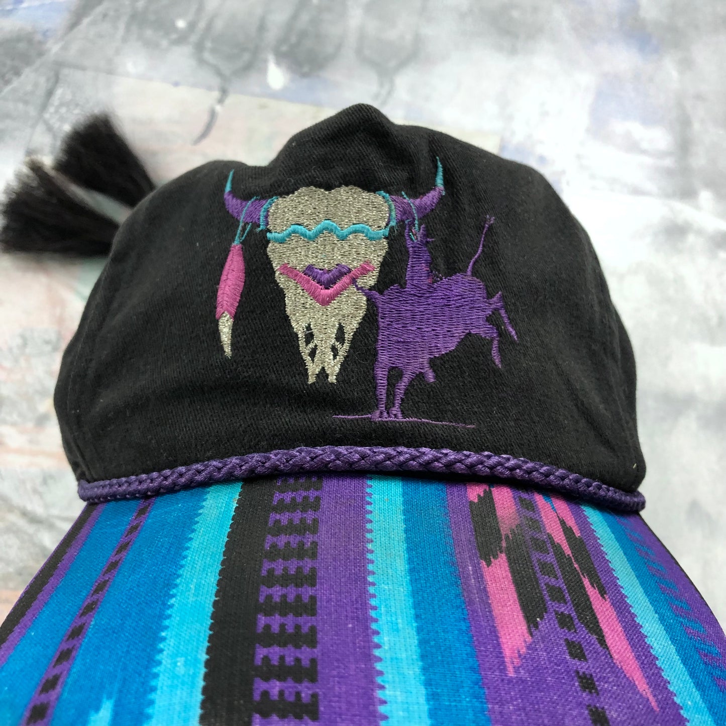Vintage Bob Massey Southwestern Aztec Horsehair Snapback Rope Hat