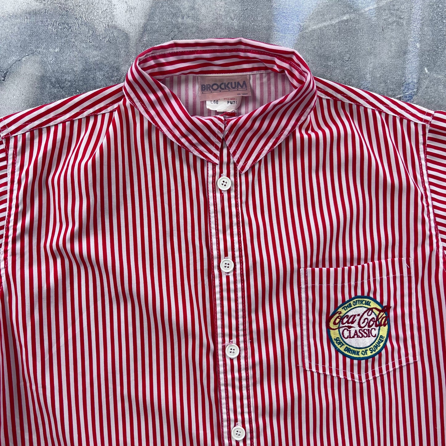 Vintage Coca Cola Classic Stripe Button Shirt L