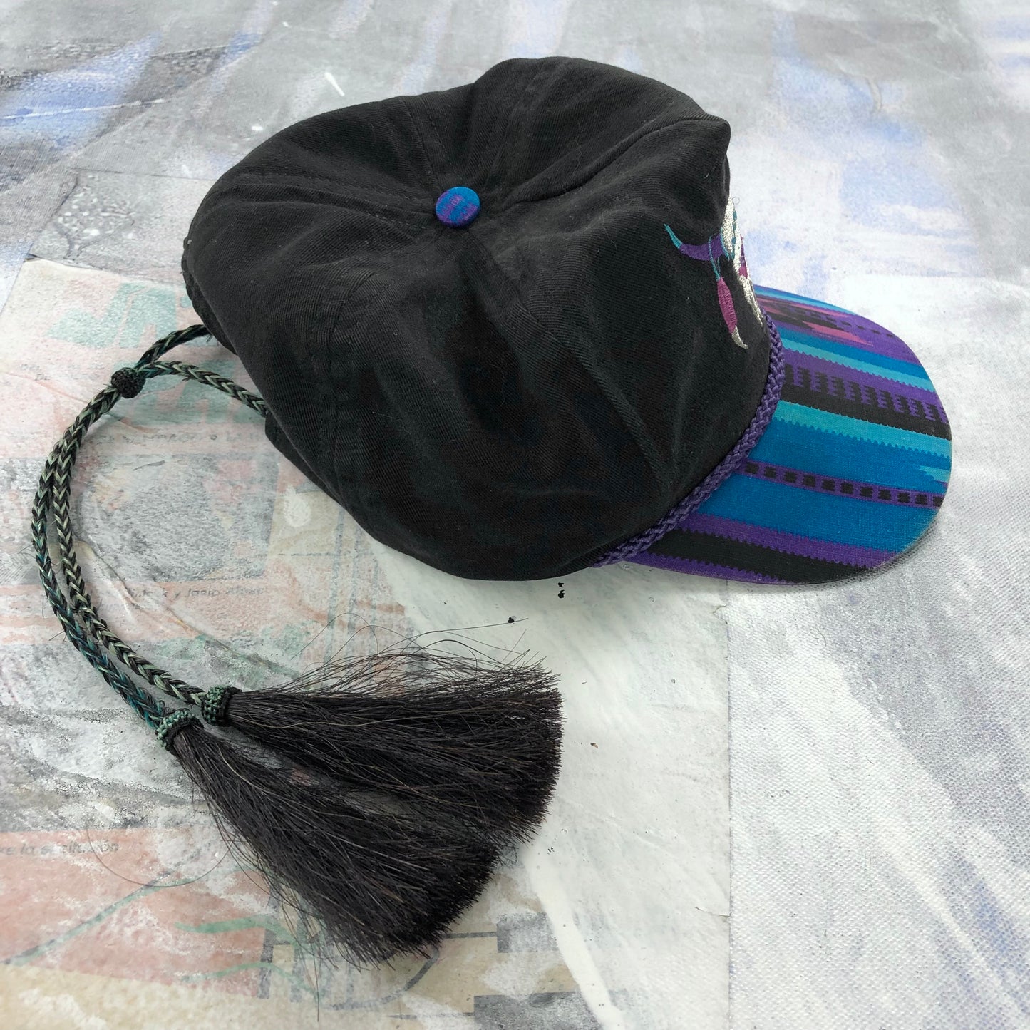 Vintage Bob Massey Southwestern Aztec Horsehair Snapback Rope Hat