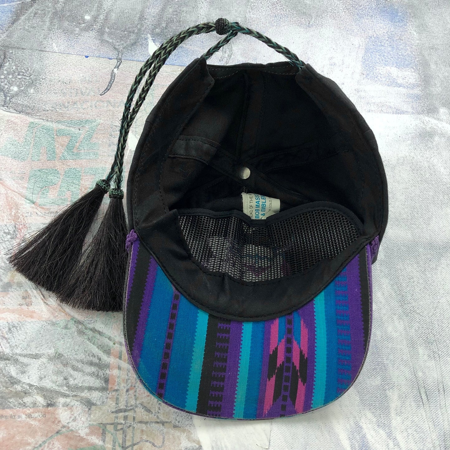 Vintage Bob Massey Southwestern Aztec Horsehair Snapback Rope Hat