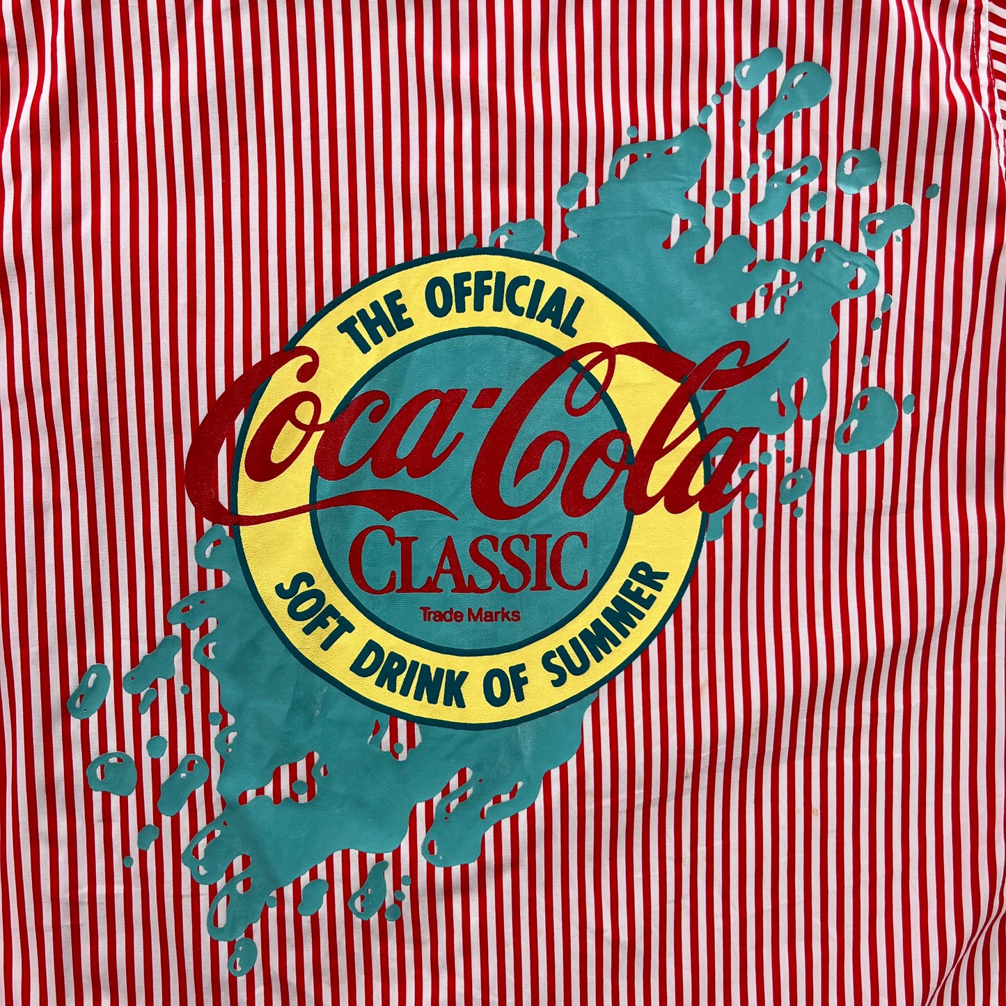 Vintage Coca Cola Classic Stripe Button Shirt L