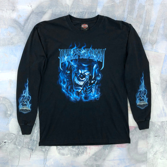 Vintage Harley Davidson Motorcycles Joker Flames Montana Long Sleeve T Shirt L