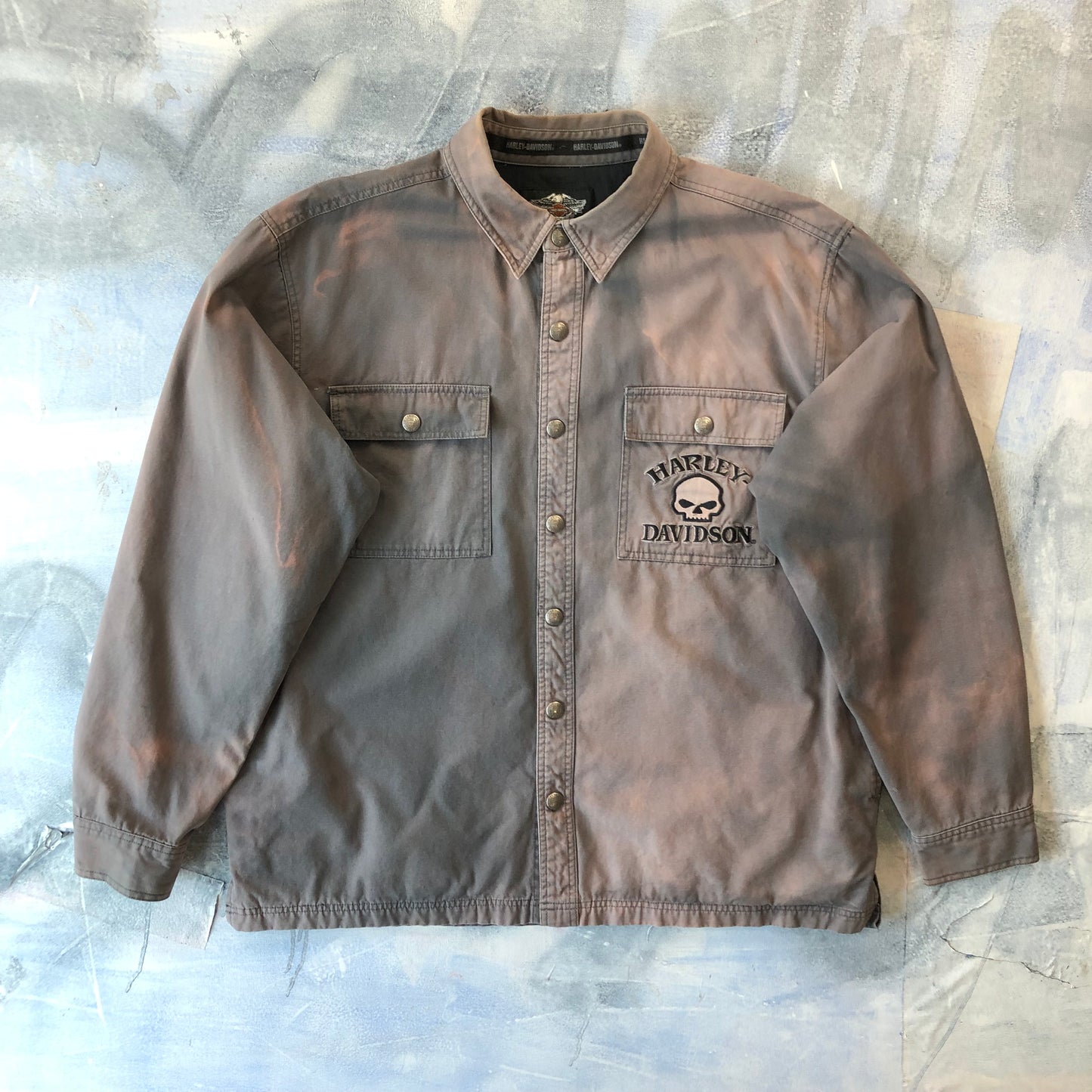 Vintage Harley Davidson Motorcycles Willie G Skull Blanket Lined Button Jacket XL