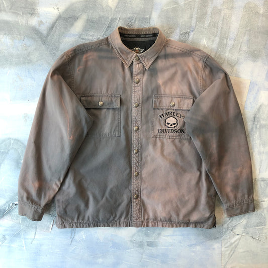 Vintage Harley Davidson Motorcycles Willie G Skull Blanket Lined Button Jacket XL