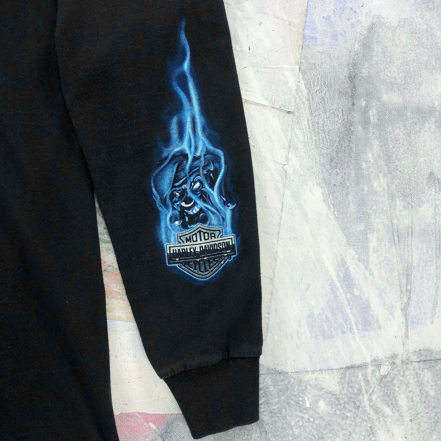 Vintage Harley Davidson Motorcycles Joker Flames Montana Long Sleeve T Shirt L