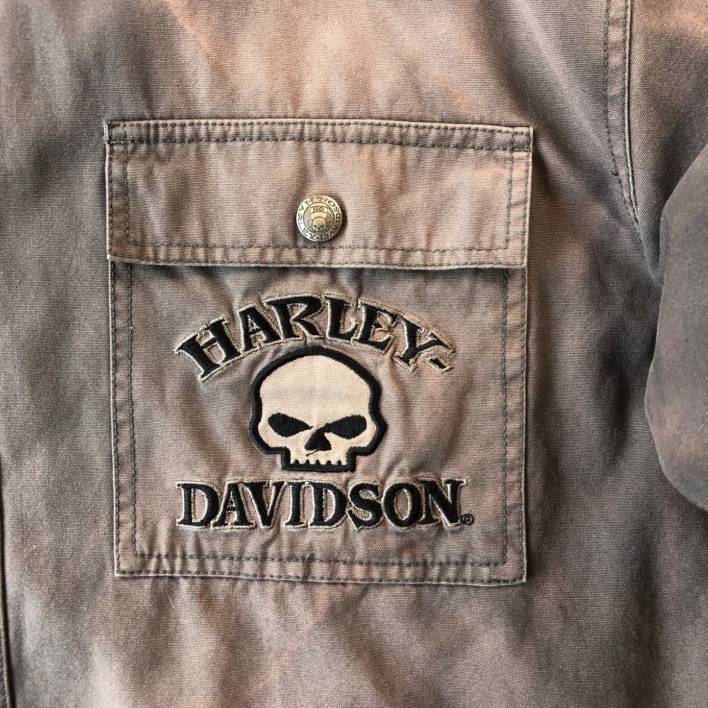 Vintage Harley Davidson Motorcycles Willie G Skull Blanket Lined Button Jacket XL
