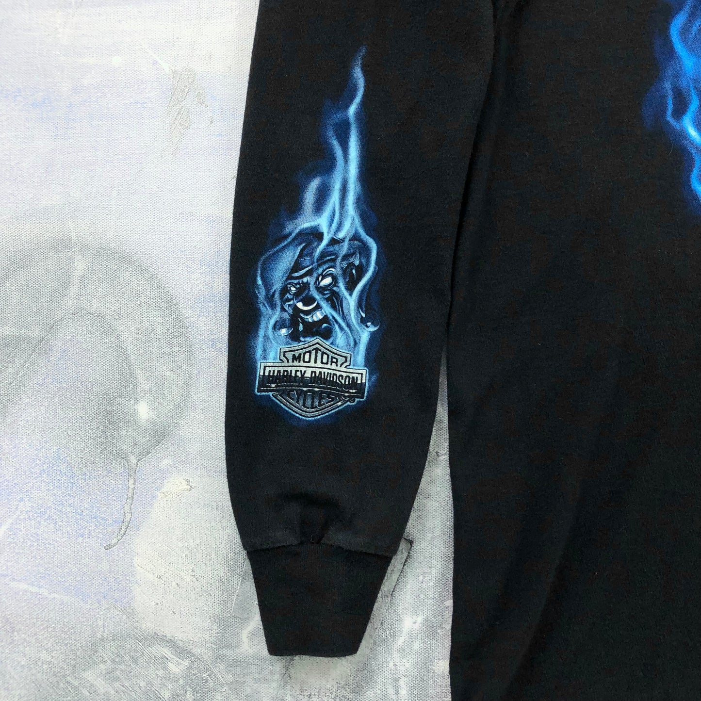 Vintage Harley Davidson Motorcycles Joker Flames Montana Long Sleeve T Shirt L