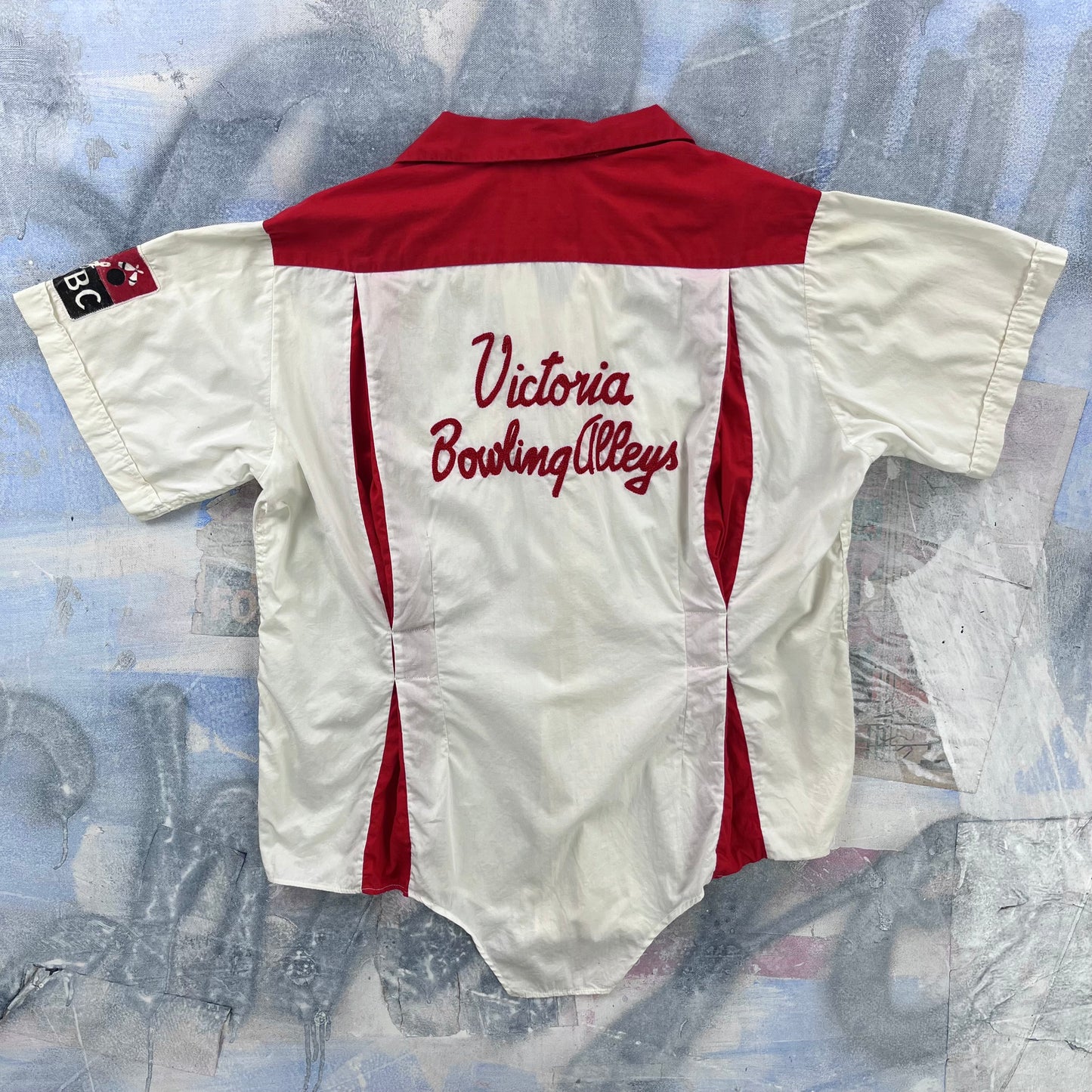 Vintage 70s Victoria Bowling Alleys Rockabilly Button Shirt M