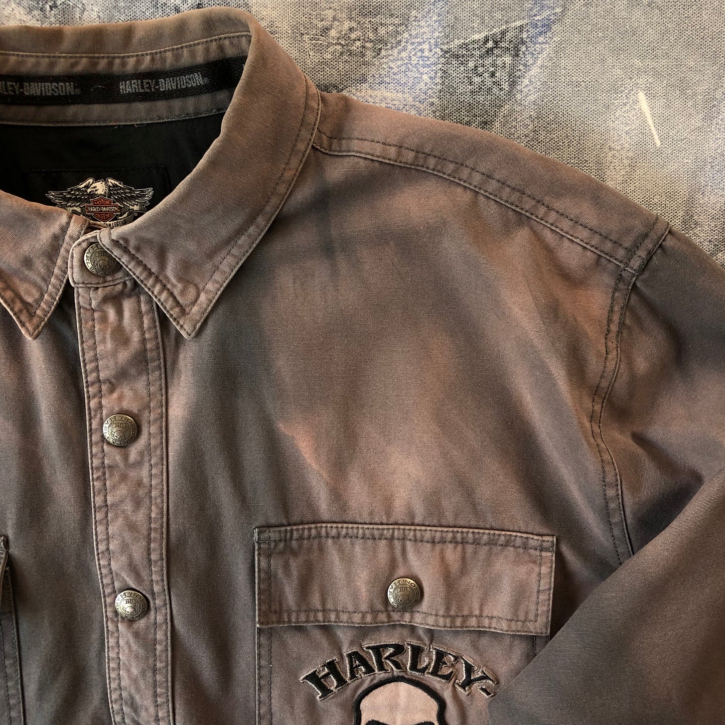 Vintage Harley Davidson Motorcycles Willie G Skull Blanket Lined Button Jacket XL