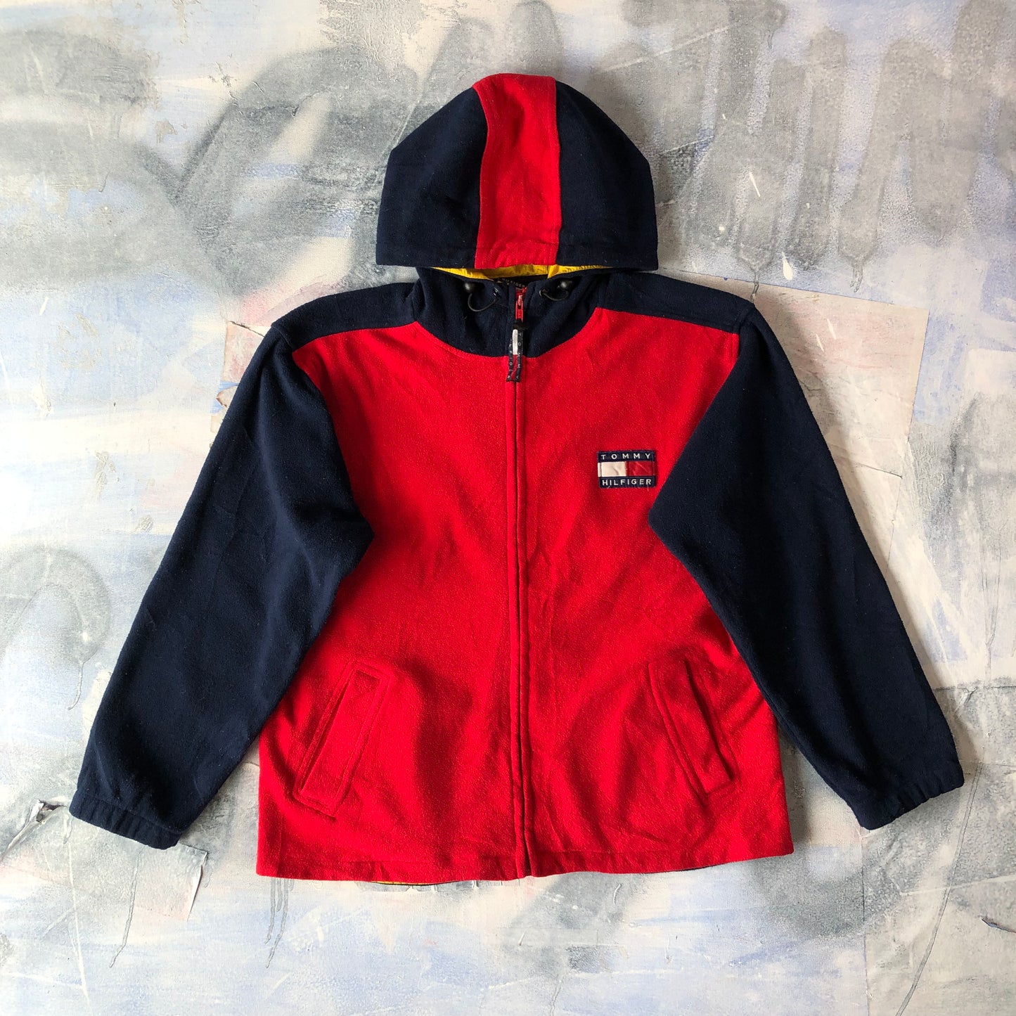 Tommy Hilfiger Retro Hooded Zip Fleece Sweatshirt L
