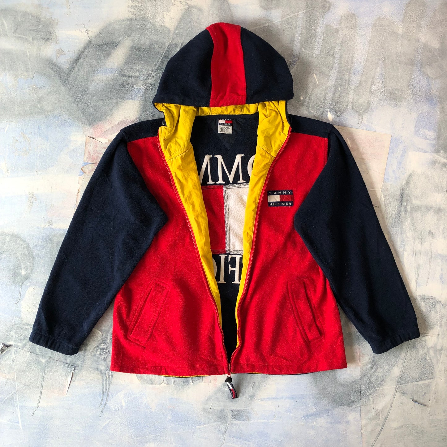 Tommy Hilfiger Retro Hooded Zip Fleece Sweatshirt L