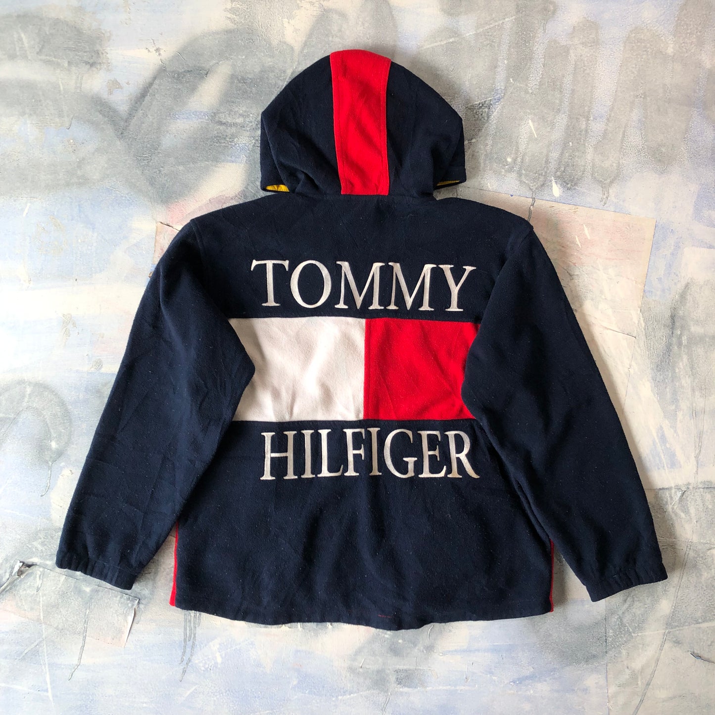 Tommy Hilfiger Retro Hooded Zip Fleece Sweatshirt L
