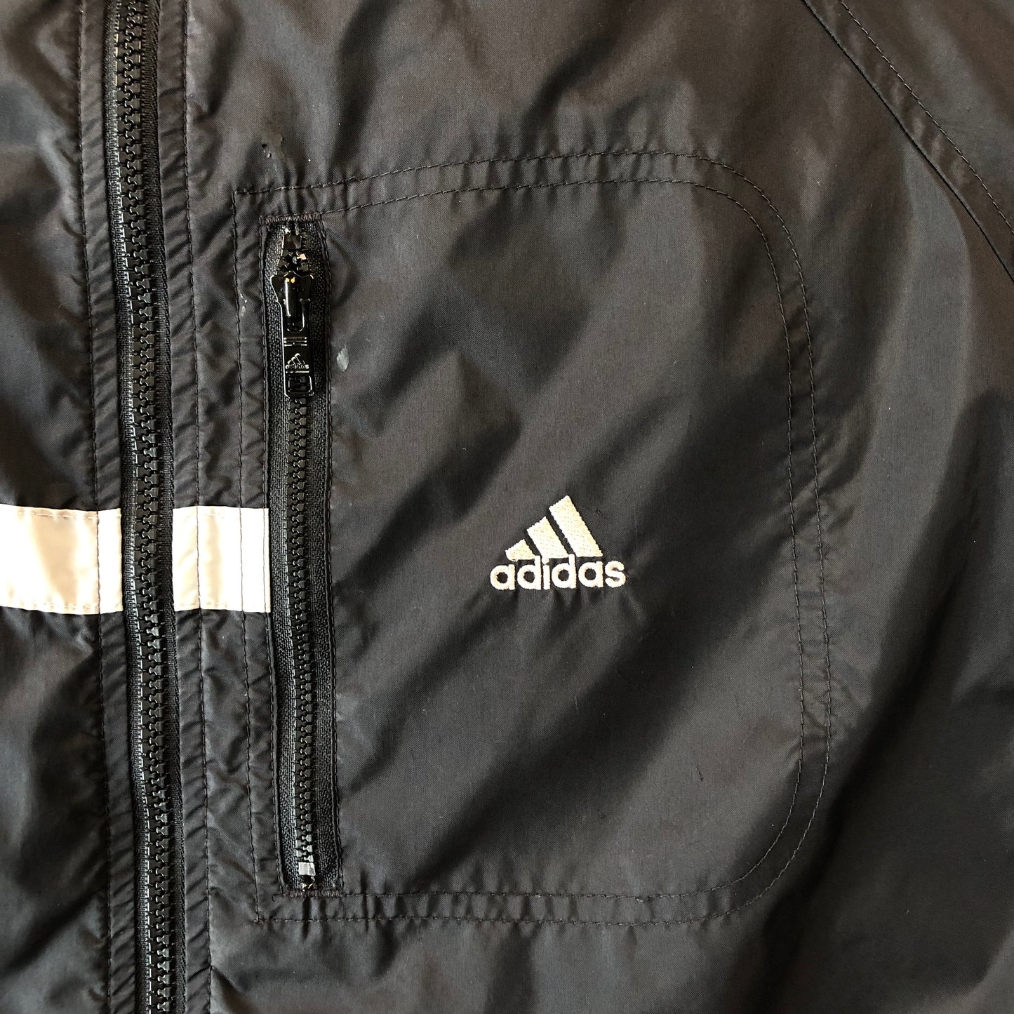 Vintage 90s Adidas Three Stripes Lined Windbreaker Zip Jacket XL
